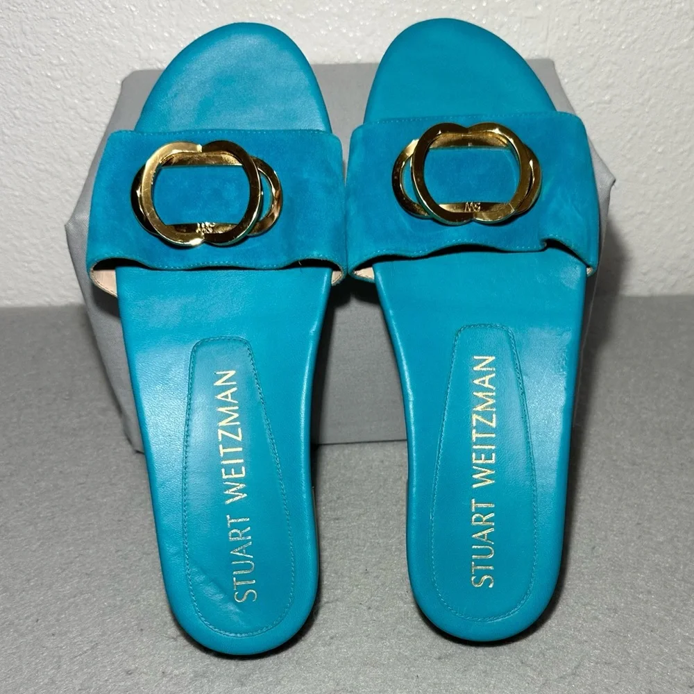 Stuart Weitzman Caicos Suede Slide Sandals